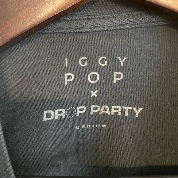 Iggy Pop x Drop Party Black Short Sleeve Cropped T Shirt Size Medium - Picture 3 of 5